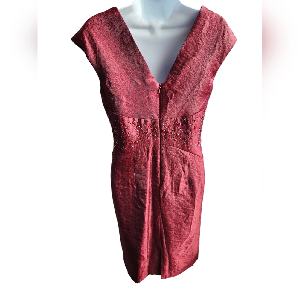 Patra Maroon Cocktail Formal Evening Satin Embellished Size 4 - Picture 2 of 5